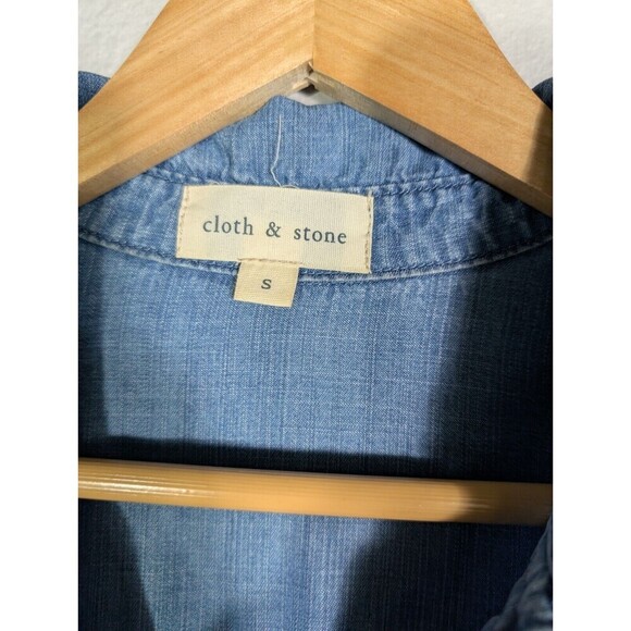 Cloth & Stone Chambray Shirt Dress Blue Small - Picture 3 of 12